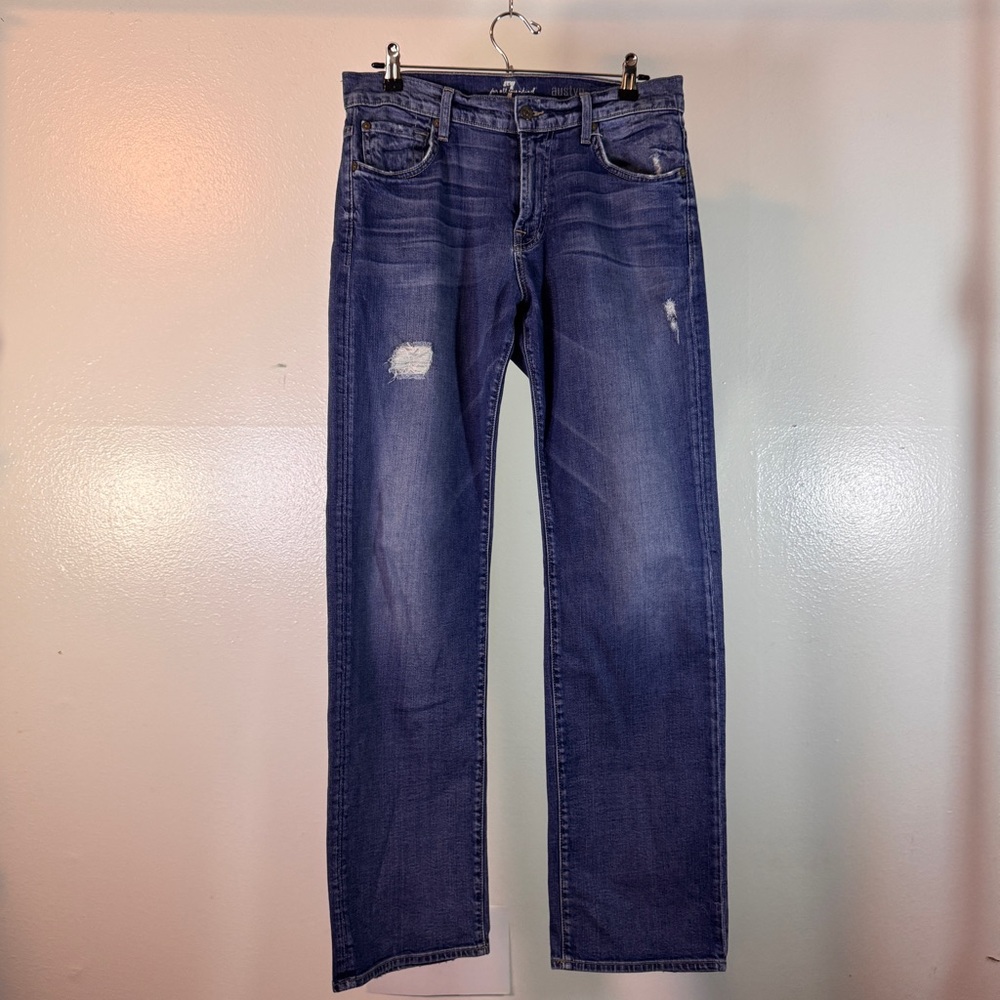 7 For All Mankind Austyn Relaxed Straight Leg Distressed Jeans - Size 31 - Picture 3 of 6